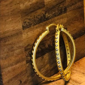 Beautiful high end brushed gold hoop earrings.